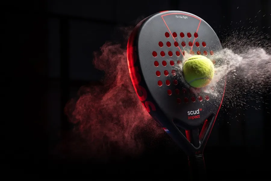 SCUD Black Impact B3 atingida por uma bola numa nuvem de pó vermelho