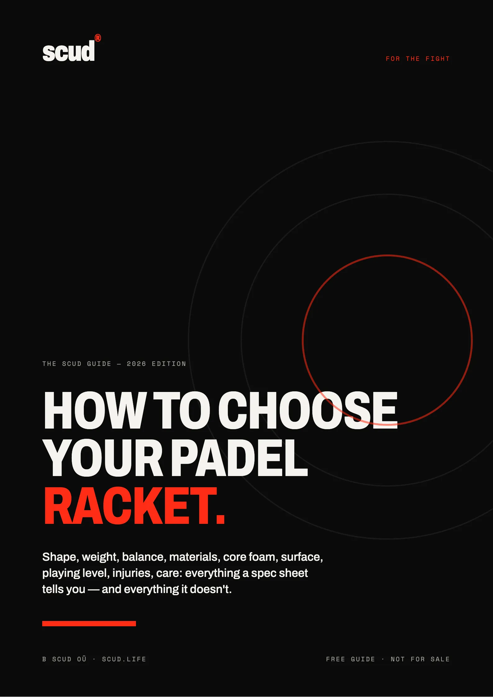 Cover of the SCUD guide “How to choose your padel racket”